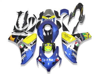 2008-2011 Honda CBR1000RR Motorcycle Fairings - Blue Yellow Glossy Black Shark Australia