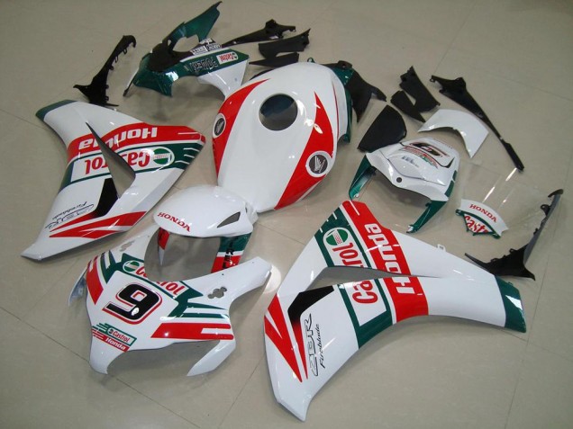 2008-2011 Honda CBR1000RR Motorcycle Fairings - White Red Dark Green Castrol No 9 Australia