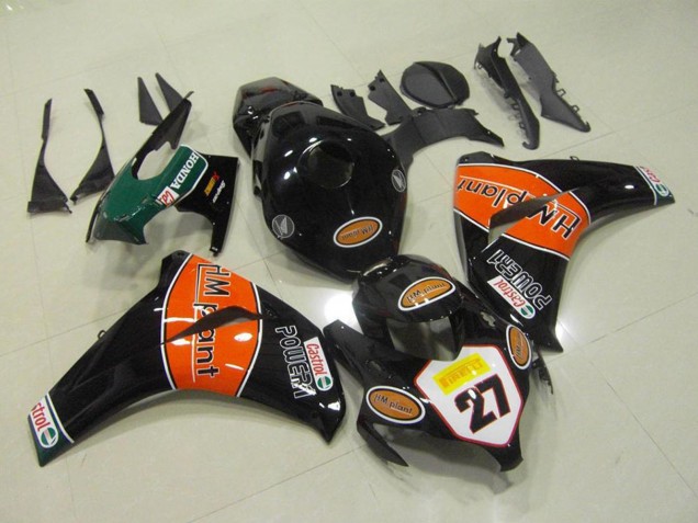2008-2011 Honda CBR1000RR Motorcycle Fairings - Glossy Black Orange HM Plant 27 Australia