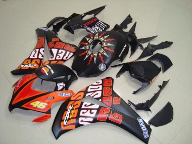 2008-2011 Honda CBR1000RR Motorcycle Fairings - Matte Black Orange Rossi Repsol 46 Australia