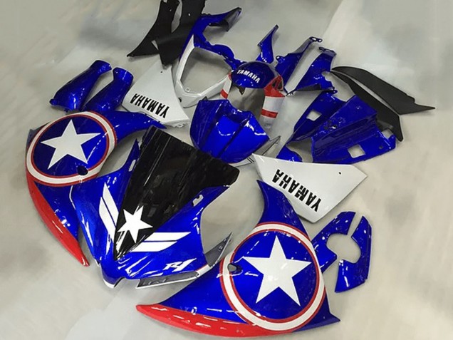 2009-2011 Yamaha YZF R1 Motorcycle Fairings - Blue White Red Black Star Captain America Australia