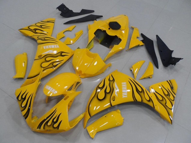 2009-2011 Yamaha YZF R1 Motorcycle Fairings - Yellow Black Flame Australia