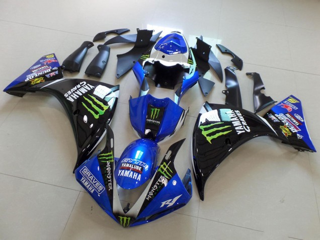 2009-2011 Yamaha YZF R1 Motorcycle Fairings - White Blue Black Green Monster Yamalube Graves Australia