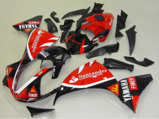 2009-2011 Yamaha YZF R1 Motorcycle Fairings - Red Black White Santander Fimer Australia