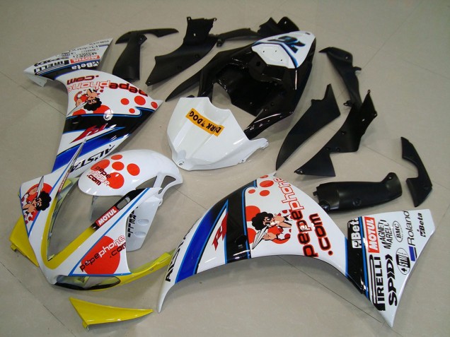 2009-2011 Yamaha YZF R1 Motorcycle Fairings - White Red Yellow Black Pepe Phone Dark Dog Australia