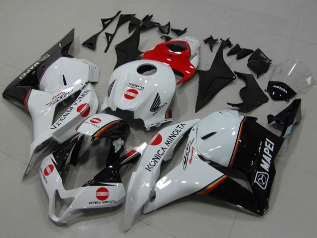 2009-2012 Honda CBR600RR Motorcycle Fairings - White Red Glossy Black Konica Minolta Australia