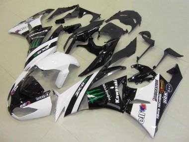 2009-2012 Kawasaki ZX6R Motorcycle Fairings - White Glossy Black Green Elf Touch4 Monster Bridgestone Australia
