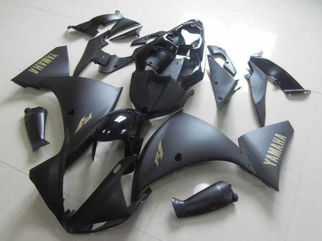 2012-2014 Yamaha YZF R1 Motorcycle Fairing - Glossy Black Matte Black Gold Decals Australia