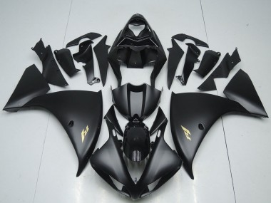 2012-2014 Yamaha YZF R1 Motorcycle Fairings - Glossy Black Matte Black Gold Decals Australia