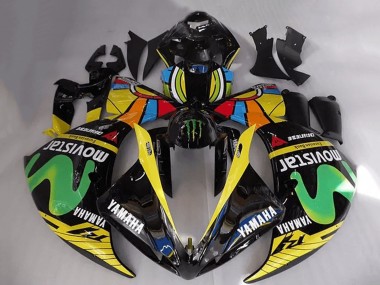 2012-2014 Yamaha YZF R1 Motorcycle Fairings - Glossy Black Yellow Green White Blue MoviStar Monster Australia