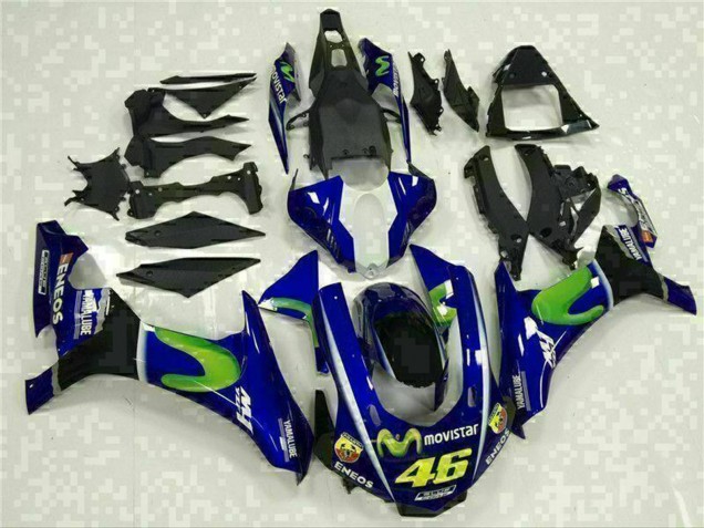 2015-2019 Yamaha YZF R1 Motorcycle Fairings - Blue Silver Black Green MoviStar Australia