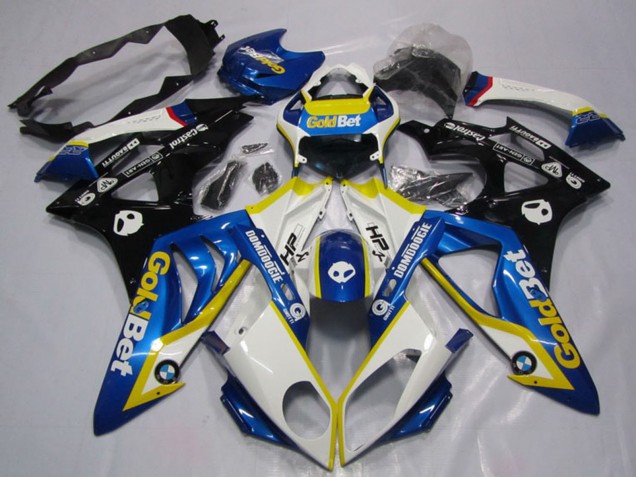 2009-2014 BMW S1000RR Motorcycle Fairings - White Yellow Blue Glossy Black GoldBet HP Australia