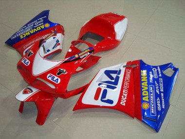 1993-2005 Ducati 748 Motorcycle Fairings - White Red Blue Fila Australia