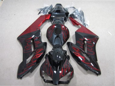 2004-2005 Honda CBR1000RR Motorcycle Fairing - Glossy Black Red Flame Australia