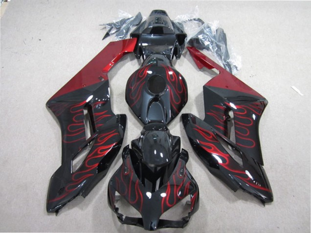 2004-2005 Honda CBR1000RR Motorcycle Fairing - Glossy Black Red Flame Australia