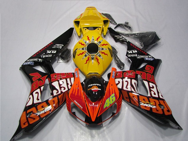 2004-2005 Honda CBR1000RR Motorcycle Fairing - Yellow Orange Glossy Black Repsol Rossi 46 Australia