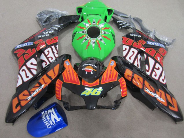 2004-2005 Honda CBR1000RR Motorcycle Fairings - Orange Green Rossi Glossy Black Repsol Rossi 46 Australia