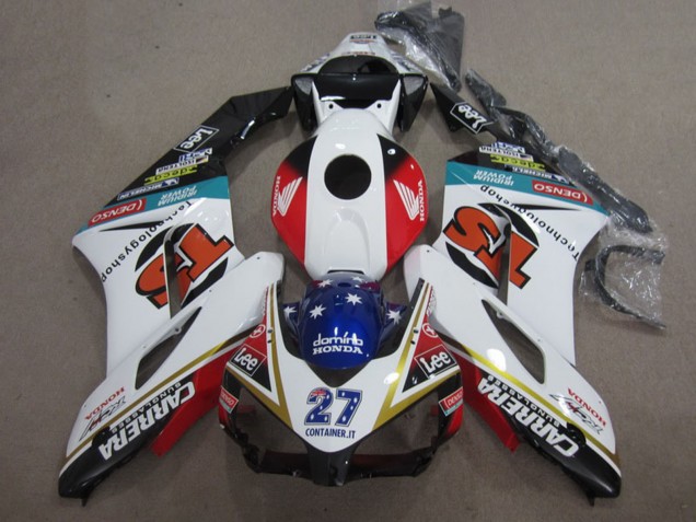 2004-2005 Honda CBR1000RR Motorcycle Fairings - White Red Blue Glossy Black 27 Contrainer IT Carrera Australia