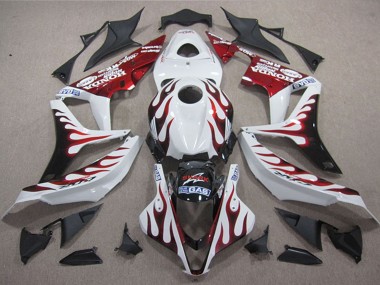 2004-2005 Honda CBR1000RR Motorcycle Fairings - White Red Glossy Black Flame SHARK Australia