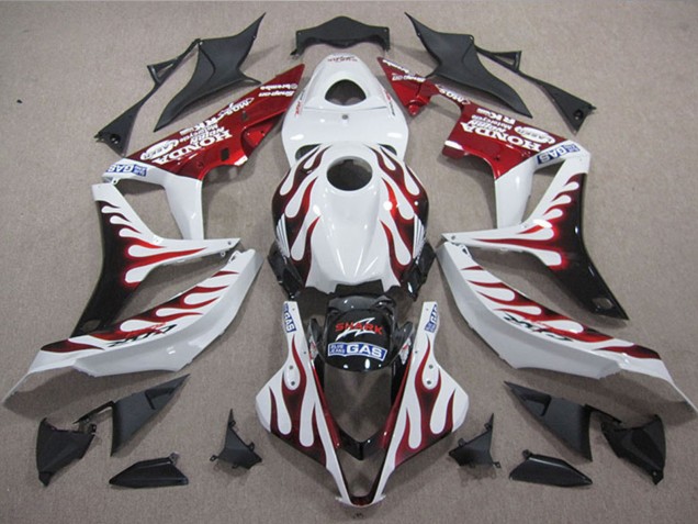 2004-2005 Honda CBR1000RR Motorcycle Fairings - White Red Glossy Black Flame SHARK Australia
