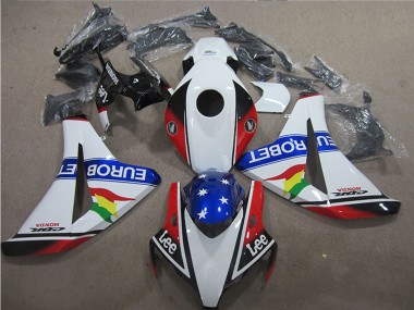 2008-2011 Honda CBR1000RR Motorcycle Fairings - White Red Blue Star Carrera EuroBet Lee Australia