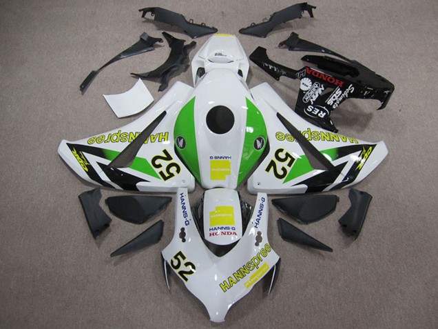 2008-2011 Honda CBR1000RR Motorcycle Fairings - White Green Yellow Glossy Black Hannspree 52 Australia