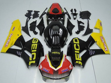 2012-2016 Honda CBR1000RR Motorcycle Fairings - Red Yellow Glossy Black HRC One Heart GEICO Australia