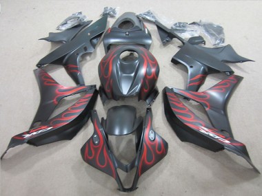 2007-2008 Honda CBR600RR Motorcycle Fairings - Matte Black Red Flame Australia