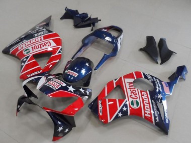 2002-2003 Honda CBR900RR 954 Motorcycle Fairings - Blue Red Cycle World Castrol Australia