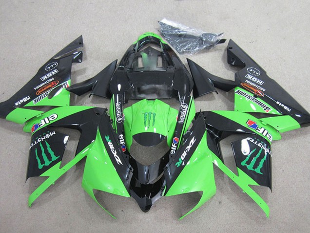 2004-2005 Kawasaki ZX10R Motorcycle Fairings - Black Green Monster Australia