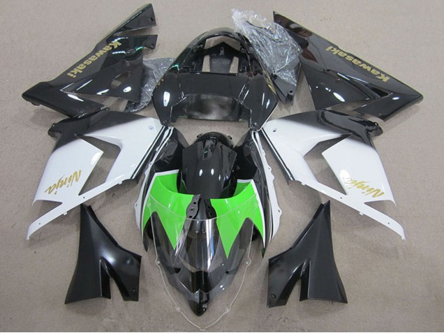 2004-2005 Kawasaki ZX10R Motorcycle Fairings - Black White Gold Ninja Australia