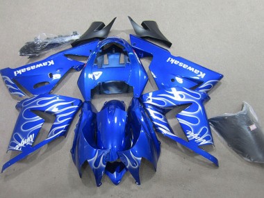 2004-2005 Kawasaki ZX10R Motorcycle Fairing - Blue White Flame Australia