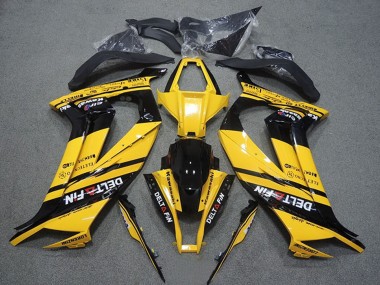 2011-2015 Kawasaki ZX10R Motorcycle Fairings - Yellow Glossy Black Delt Fin Australia
