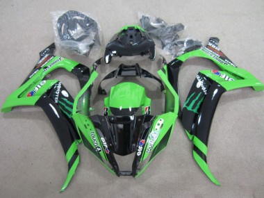 2011-2015 Kawasaki ZX10R Motorcycle Fairings - Green Glossy Black Green Elf Touch4 Monster Australia
