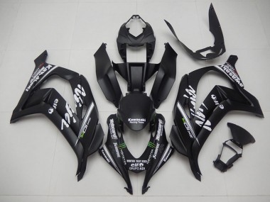2016-2020 Kawasaki ZX10R Motorcycle Fairings - Matte Black Green White Monster Racing Team Motocard Australia