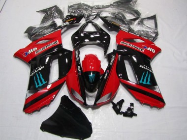 2007-2008 Kawasaki ZX6R Motorcycle Fairings - Red Black Monster Australia