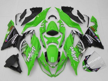 2013-2018 Kawasaki ZX6R Motorcycle Fairings - Green White Silver Black Elf Touch4 Bridgestone 11 Australia