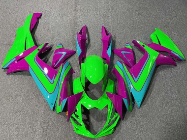 2011-2024 Suzuki GSXR 600 / GSXR 750 Motorcycle Fairings - Green Magenta Light Blue Australia