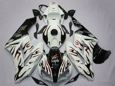 2004-2005 Honda CBR1000RR Motorcycle Fairings - White Glossy Black Red Flame Australia