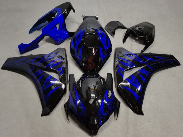 2008-2011 Honda CBR1000RR Motorcycle Fairings - Glossy Black Blue Flame Australia