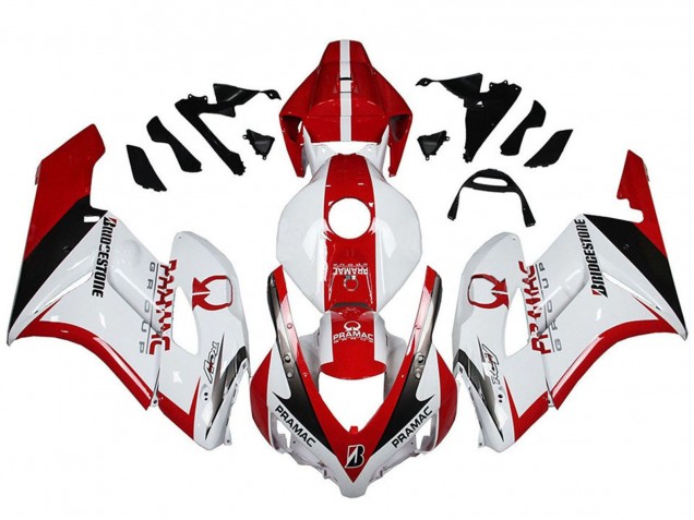 2004-2005 Honda CBR1000RR Motorcycle Fairings - White Red Glossy Black Pramac Bridgestone Australia