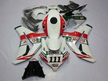 2008-2011 Honda CBR1000RR Motorcycle Fairings - White Red Green Castrol 111 Australia