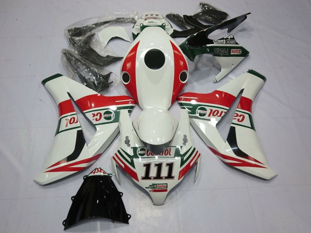 2008-2011 Honda CBR1000RR Motorcycle Fairings - White Red Green Castrol 111 Australia