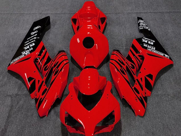 2004-2005 Honda CBR1000RR Motorcycle Fairings - Red Glossy Black Flame Australia