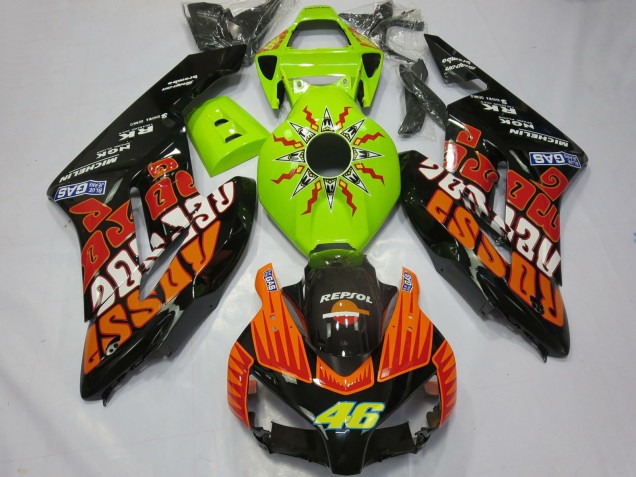 2004-2005 Honda CBR1000RR Motorcycle Fairings - Lime Green Orange Glossy Black Rossi 46 Australia