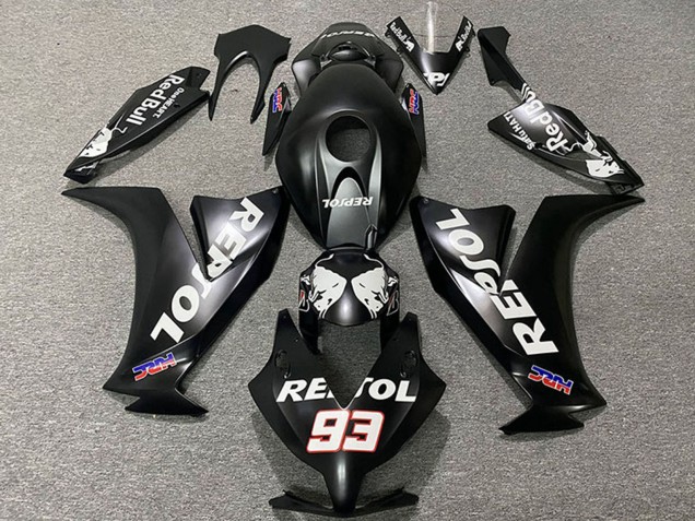 2012-2016 Honda CBR1000RR Motorcycle Fairings - Matte Black White Repsol HRC 93 Australia