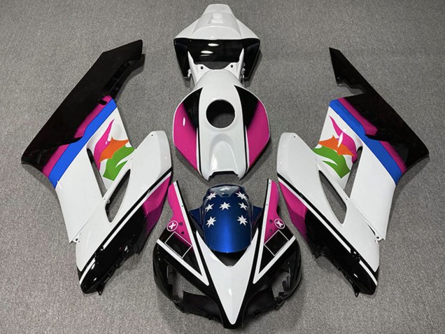 2004-2005 Honda CBR1000RR Motorcycle Fairings - White Pink Blue Glossy Black Star Australia