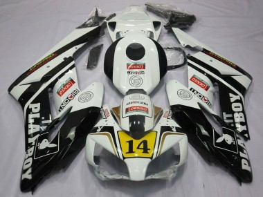2004-2005 Honda CBR1000RR Motorcycle Fairings - White Glossy Black Yellow Playboy 14 Australia