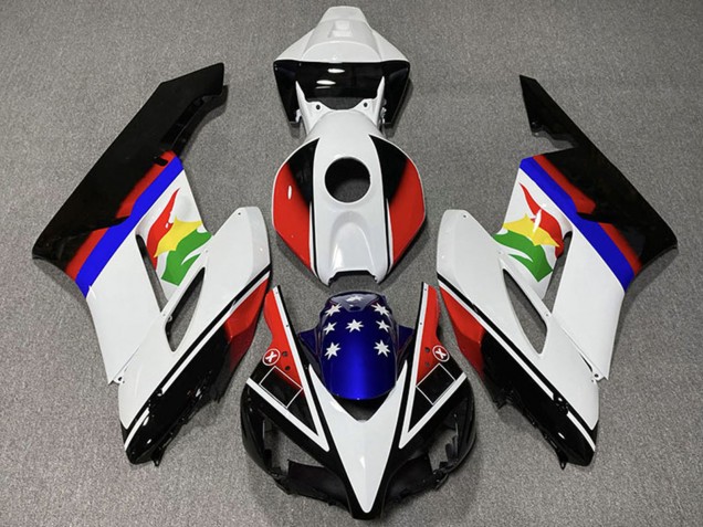2004-2005 Honda CBR1000RR Motorcycle Fairings - White Red Blue Glossy Black Star Australia