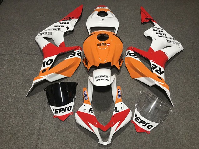 2007-2008 Honda CBR600RR Motorcycle Fairing - Orange White Red Glossy Black Repsol Style Australia